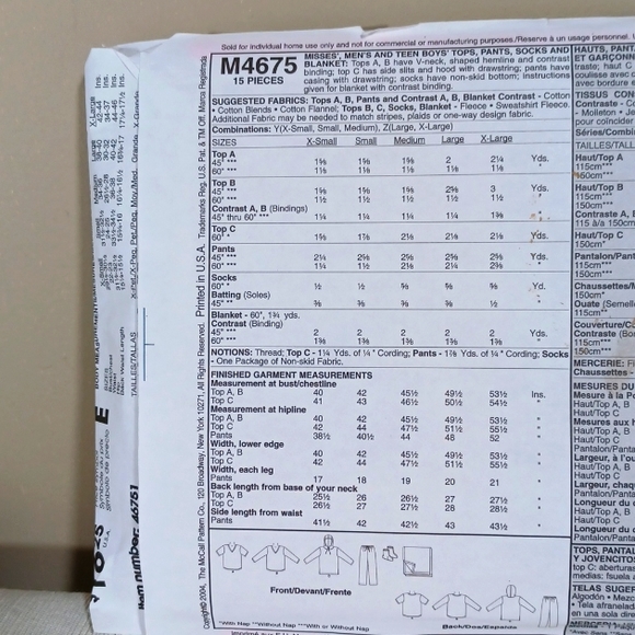 McCall's Pattern #M4675 in Sz XS, S, & M - Picture 3 of 3